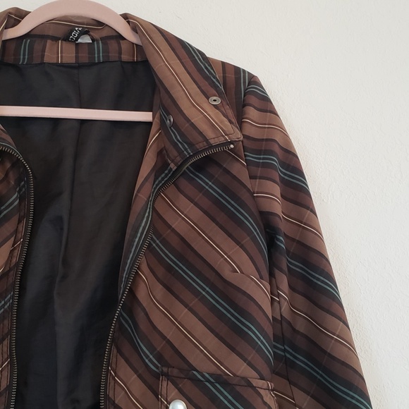 H&M Black Brown Teal Blue Unique Patterned Jacket - Picture 10 of 16